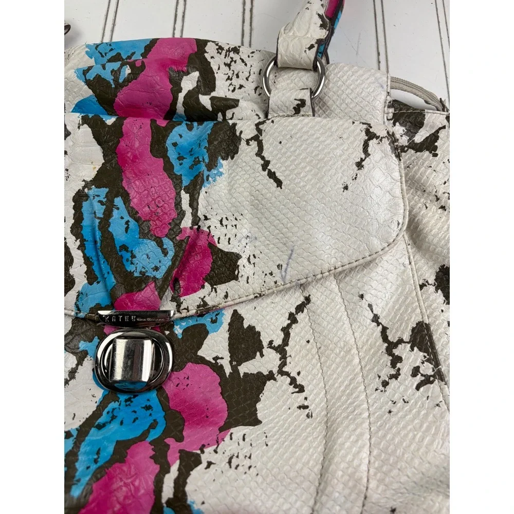 Kathy Van Zeeland Vintage Y2K Center Of Attention Edgy Snakeskin Shoulder Bag